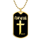 Fear No Evil Psalm 23.4 Necklace Dog Tag Stainless Steel or 18k Gold w 24" Chain-Express Your Love Gifts