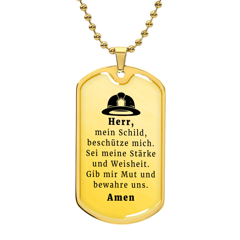 Feuerwehrmann German Firefighter Prayer Necklace Stainless Steel or 18k Gold Dog Tag 24" Chain-Express Your Love Gifts