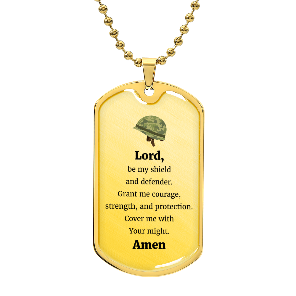 Soldier's Prayer Necklace Stainless Steel or 18k Gold Dog Tag 24" Chain-Express Your Love Gifts