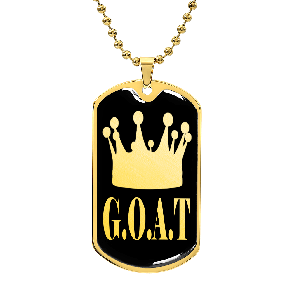 GOAT Greatest of All Time Necklace Dog Tag Stainless Steel or 18k Gold w 24"Chain-Express Your Love Gifts