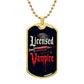 Licensed Vampire Phlebotomist Nurse Necklace Stainless Steel or 18k Gold Dog Tag 24"-Express Your Love Gifts