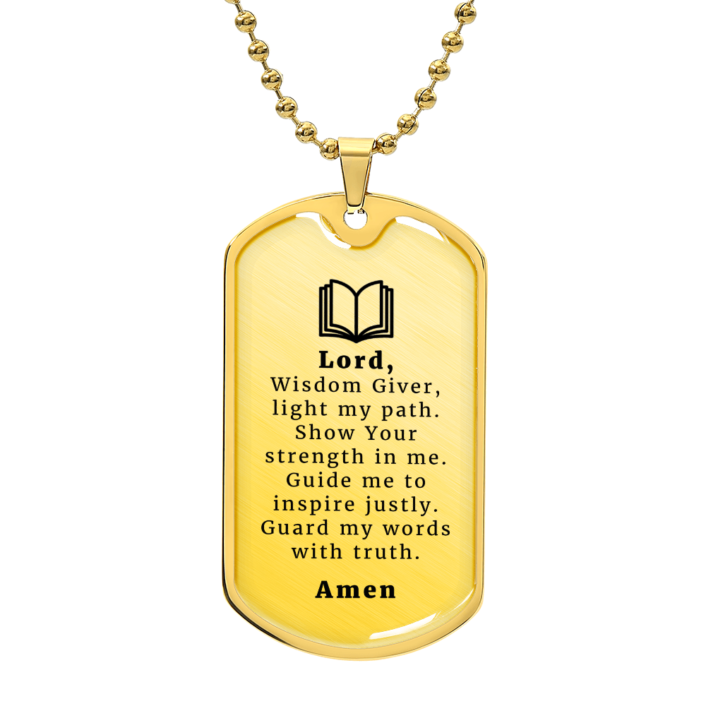 Teacher's Prayer Necklace Stainless Steel or 18k Gold Dog Tag 24" Chain-Express Your Love Gifts