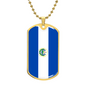 El Salvador Flag Necklace Stainless Steel or 18k Gold Dog Tag 24" Chain-Express Your Love Gifts