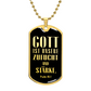 Psalm 46:10 God is Our Refuge and Strength Necklace Stainless Steel or 18k Gold Dog Tag 24" Chain-Express Your Love Gifts