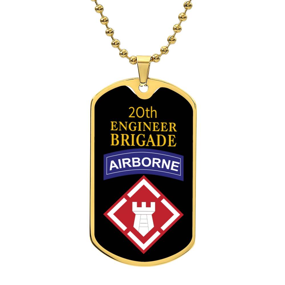 20th Engineer Brigade Necklace Dog Tag Stainless Steel or 18k Gold 24" Chain-Express Your Love Gifts
