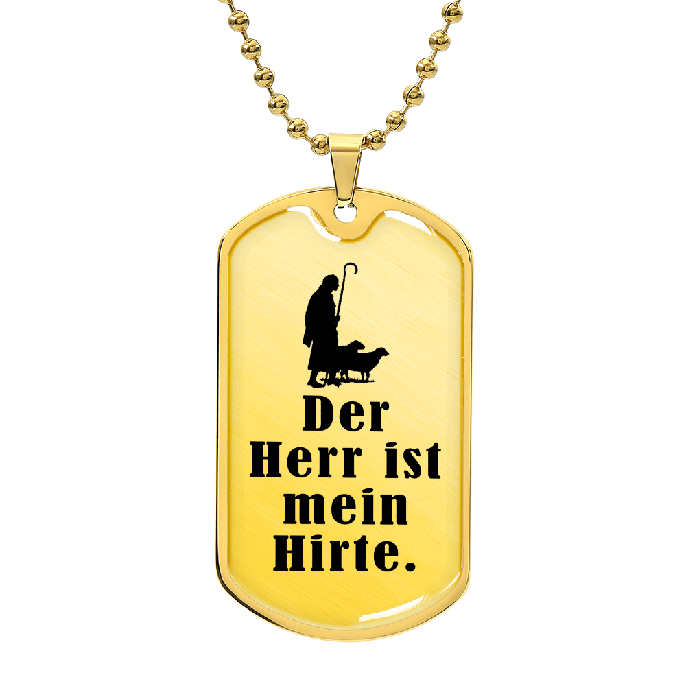 Lord is My Shephard Psalm 23 German Necklace Stainless Steel or 18k Gold Dog Tag 24" Chain-Express Your Love Gifts