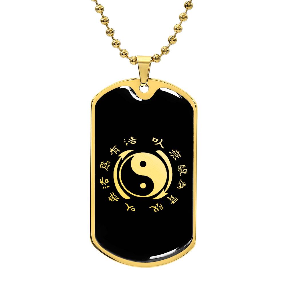 Yin Yang Dog Tag Necklace - Symbol of Harmony and Strength Dog Tag Stainless Steel or 18k Gold w 24" Chain-Express Your Love Gifts
