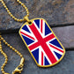 UK Flag Necklace Dog Tag Stainless Steel or 18k Gold 24" Chain-Express Your Love Gifts