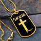 Fear No Evil Psalm 23.4 Necklace Dog Tag Stainless Steel or 18k Gold w 24" Chain-Express Your Love Gifts