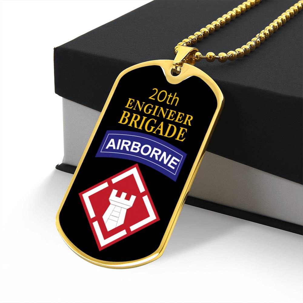 20th Engineer Brigade Necklace Dog Tag Stainless Steel or 18k Gold 24" Chain-Express Your Love Gifts