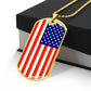 Country Pride Red, White and Blue Steel US Flag Stainless Steel Silver Tone or 18k Gold Military Dog Tag Necklace w 24" Ball Chain-Express Your Love Gifts