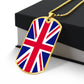 UK Flag Necklace Dog Tag Stainless Steel or 18k Gold 24" Chain-Express Your Love Gifts