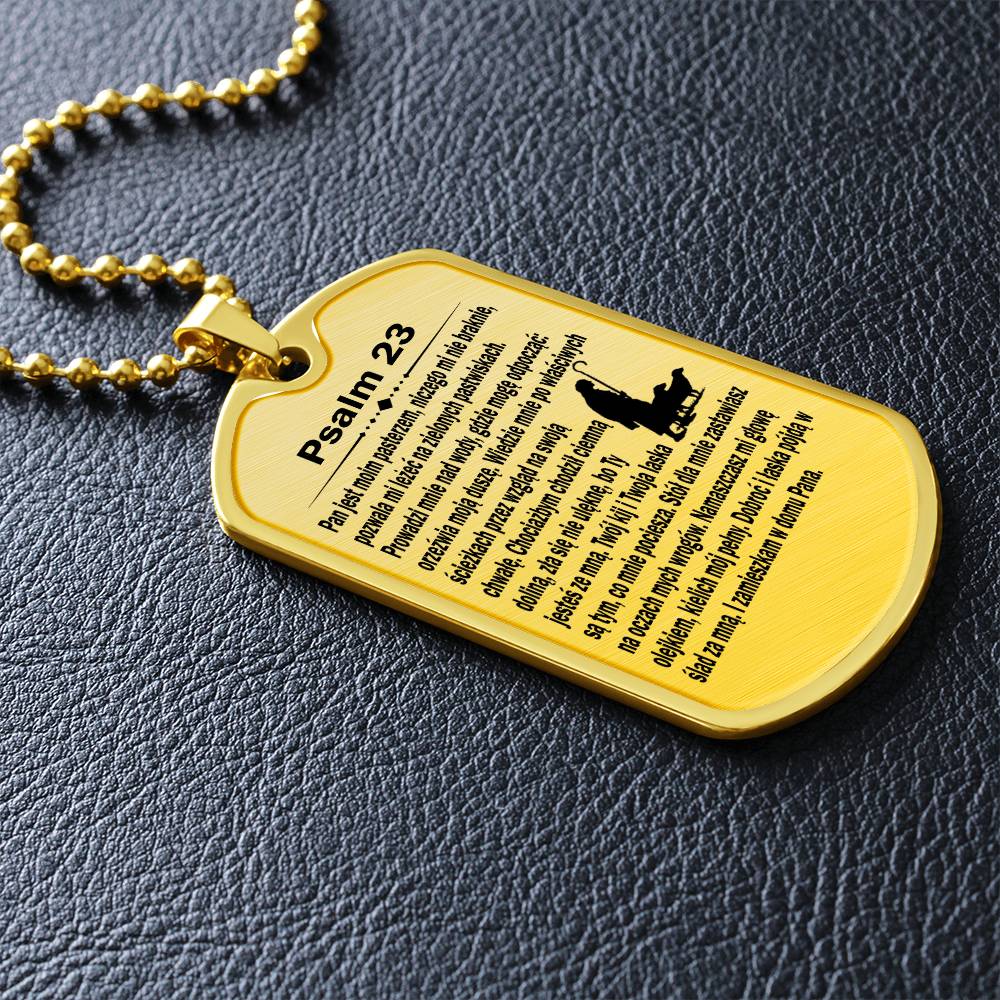 Psalm 23 Polish Psalm Dawida Necklace Dog Tag Stainless Steel or 18k Gold w 24" Chain-Express Your Love Gifts