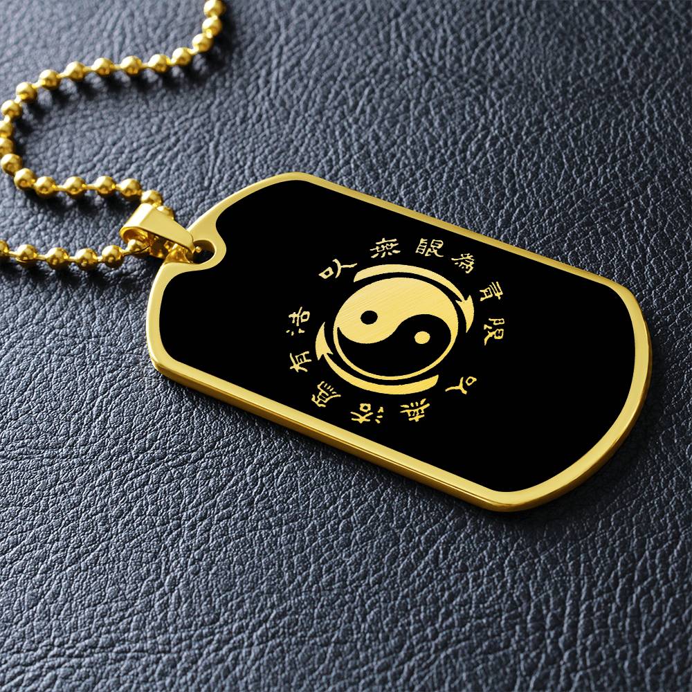 Yin Yang Dog Tag Necklace - Symbol of Harmony and Strength Dog Tag Stainless Steel or 18k Gold w 24" Chain-Express Your Love Gifts