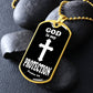 God is My Protection Psalm 91 Necklace Dog Tag Stainless Steel or 18k Gold w 24" Chain-Express Your Love Gifts
