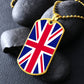 UK Flag Necklace Dog Tag Stainless Steel or 18k Gold 24" Chain-Express Your Love Gifts