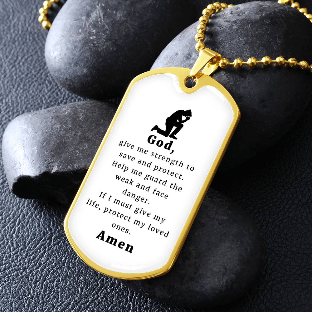 Police Officer's Prayer Necklace Stainless Steel or 18k Gold Dog Tag 24" Chain-Express Your Love Gifts