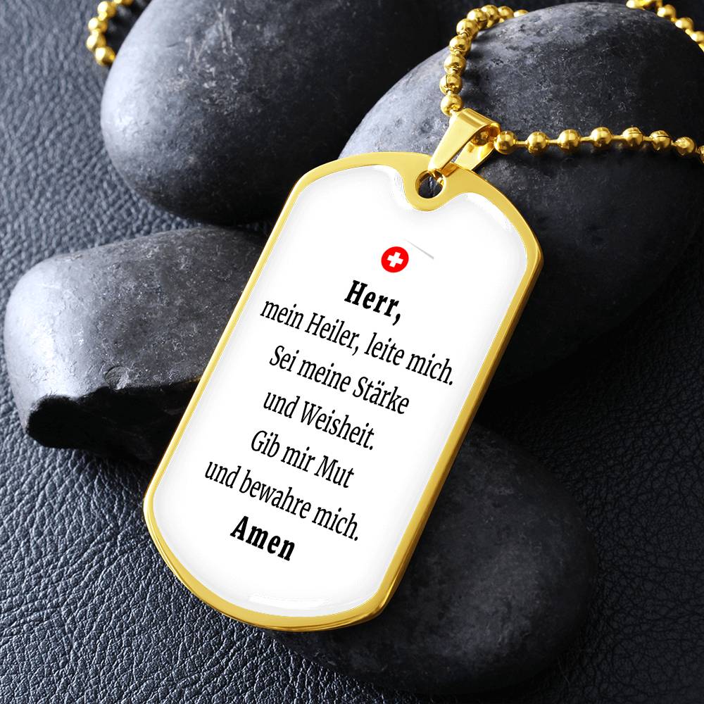 Krankenschwester Krankenpfleger Nurse Prayer Necklace Stainless Steel or 18k Gold Dog Tag 24" Chain-Express Your Love Gifts