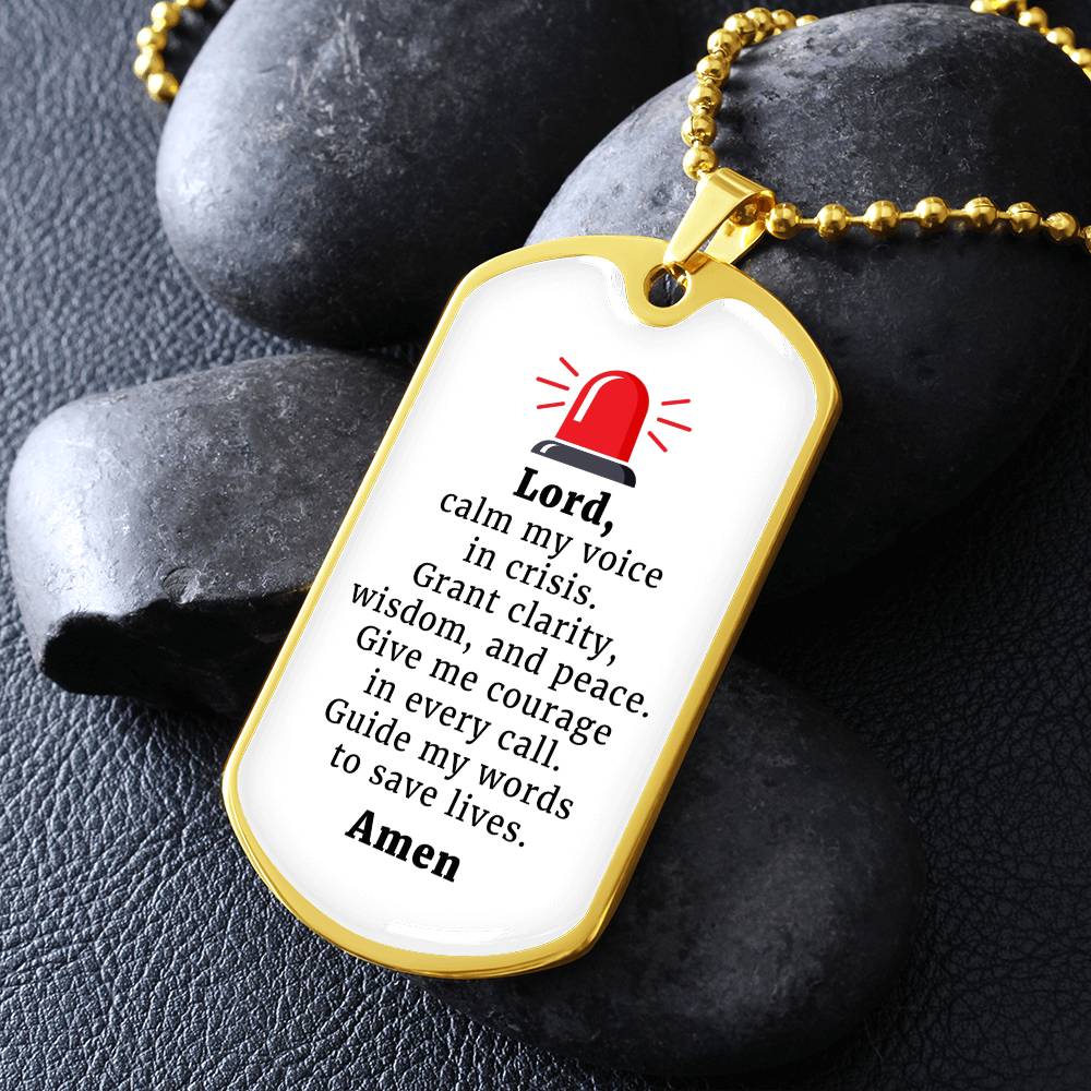 Dispatcher's Prayer Necklace Stainless Steel or 18k Gold Dog Tag 24" Chain-Express Your Love Gifts