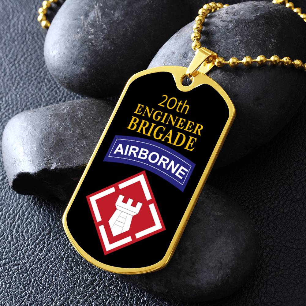20th Engineer Brigade Necklace Dog Tag Stainless Steel or 18k Gold 24" Chain-Express Your Love Gifts
