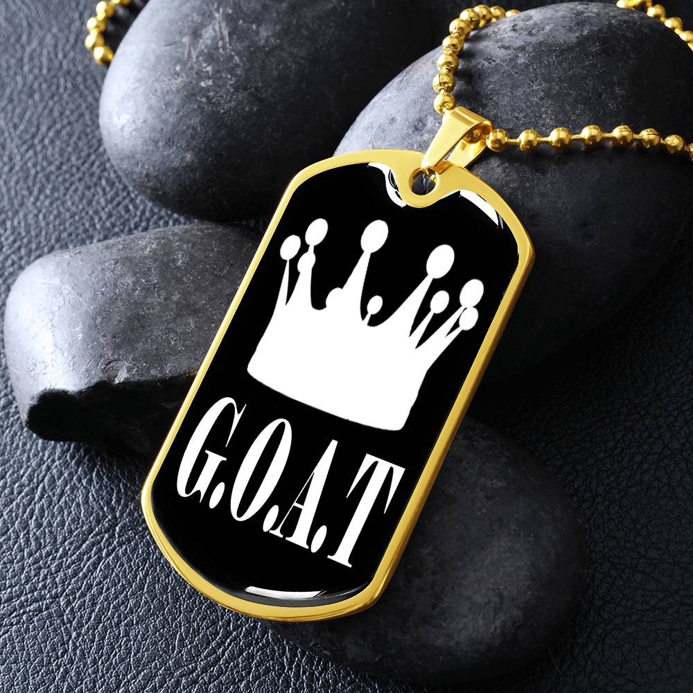 GOAT Greatest of All Time Necklace Dog Tag Stainless Steel or 18k Gold w 24"Chain-Express Your Love Gifts