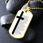 Lord's Prayer French Notre Père Necklace Dog Tag Stainless Steel or 18k Gold w 24" Chain-Express Your Love Gifts