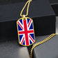 UK Flag Necklace Dog Tag Stainless Steel or 18k Gold 24" Chain-Express Your Love Gifts