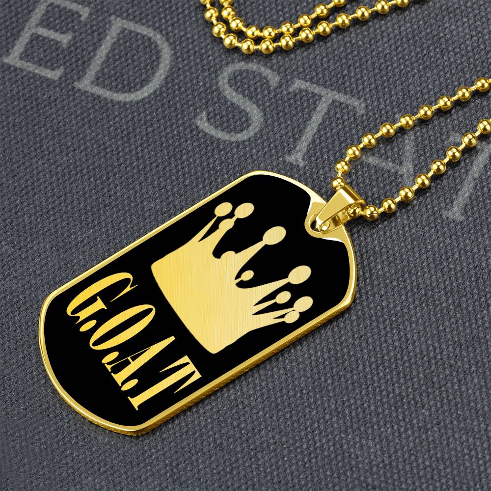 GOAT Greatest of All Time Necklace Dog Tag Stainless Steel or 18k Gold w 24"Chain-Express Your Love Gifts