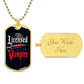 Licensed Vampire Phlebotomist Nurse Necklace Stainless Steel or 18k Gold Dog Tag 24"-Express Your Love Gifts