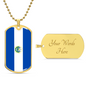 El Salvador Flag Necklace Stainless Steel or 18k Gold Dog Tag 24" Chain-Express Your Love Gifts