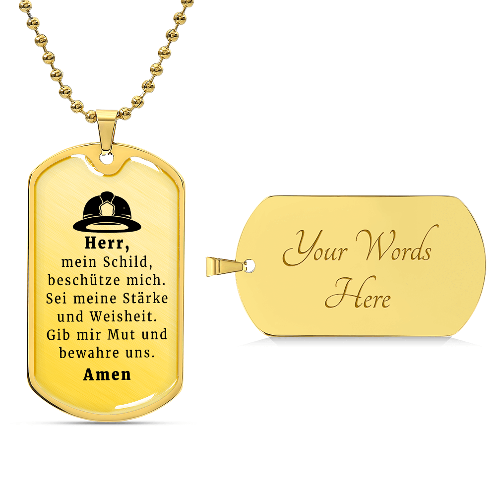 Feuerwehrmann German Firefighter Prayer Necklace Stainless Steel or 18k Gold Dog Tag 24" Chain-Express Your Love Gifts
