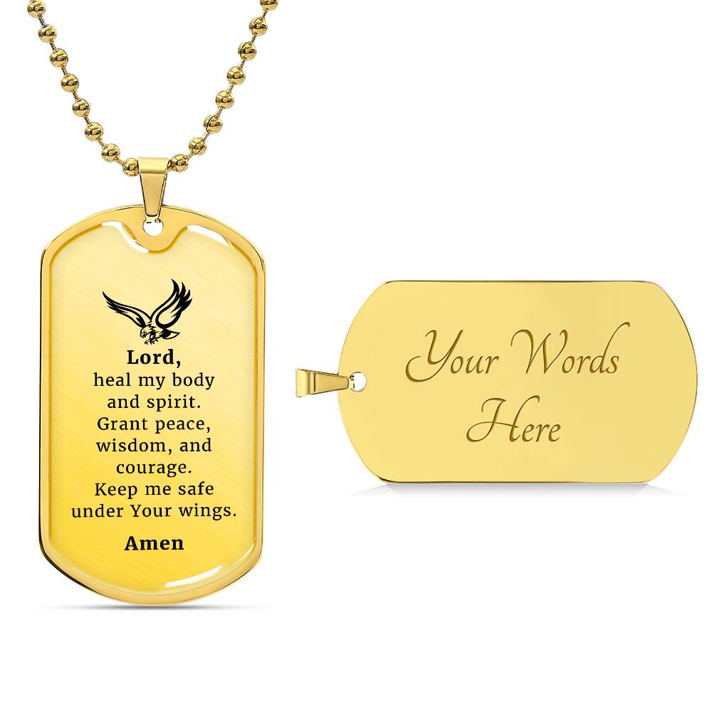 Veteran's Prayer Necklace Stainless Steel or 18k Gold Dog Tag 24" Chain-Express Your Love Gifts