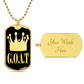 GOAT Greatest of All Time Necklace Dog Tag Stainless Steel or 18k Gold w 24"Chain-Express Your Love Gifts