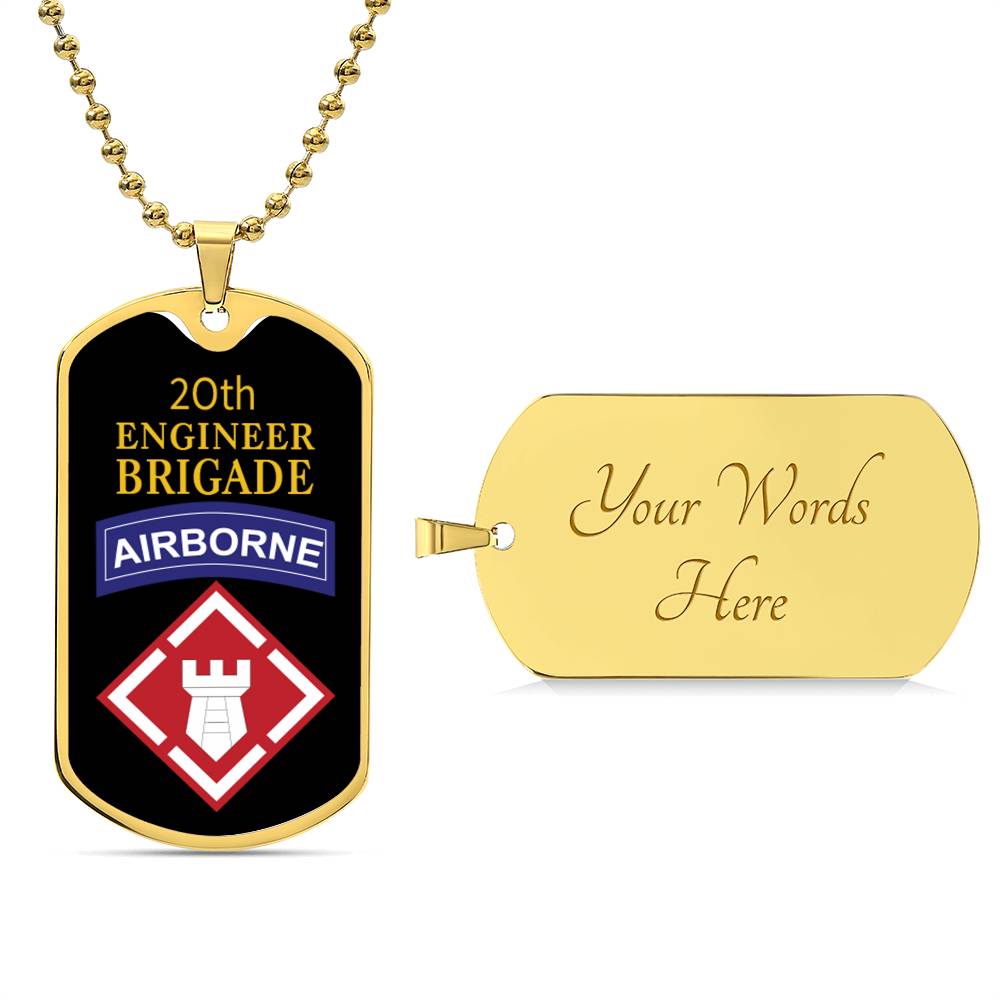 20th Engineer Brigade Necklace Dog Tag Stainless Steel or 18k Gold 24" Chain-Express Your Love Gifts