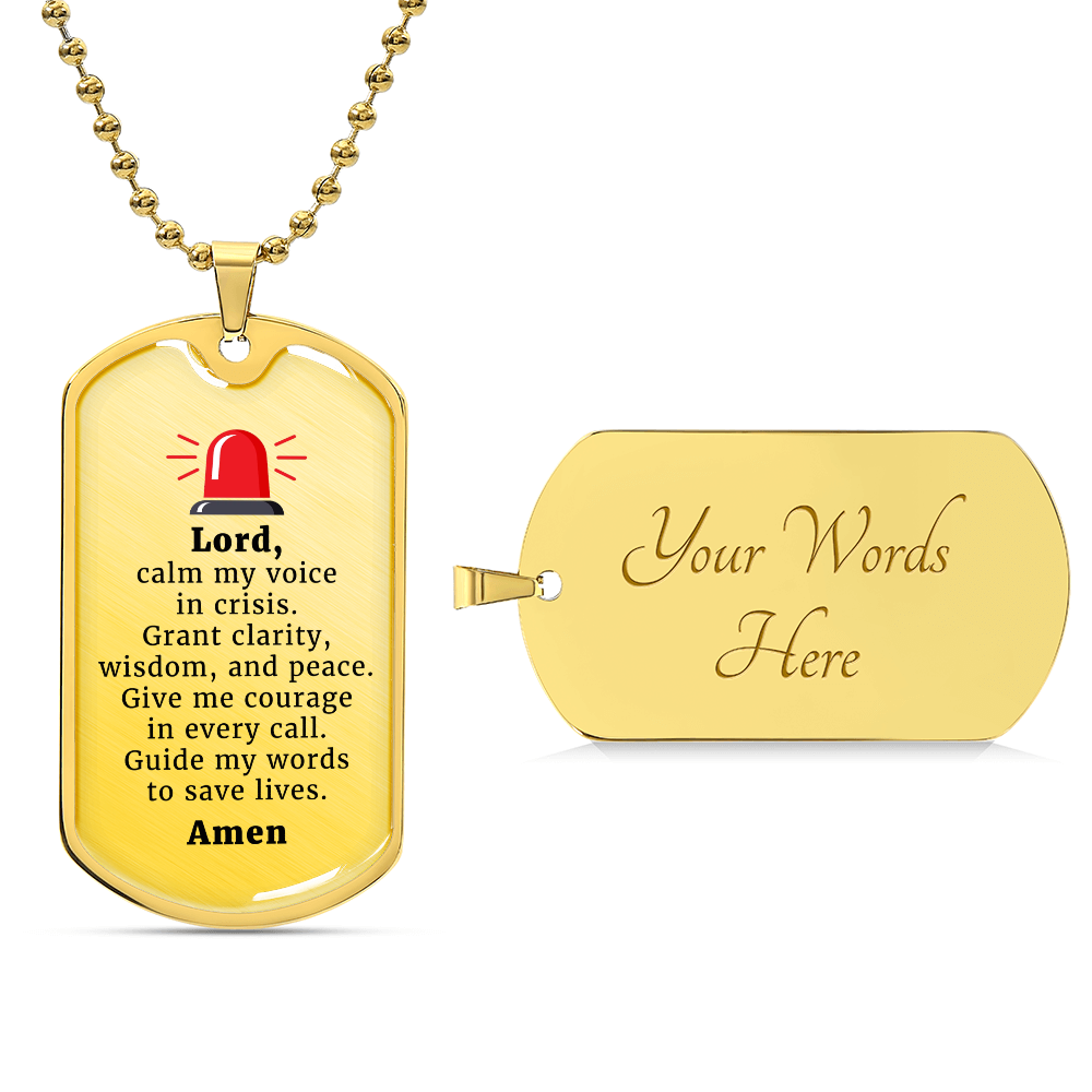 Dispatcher's Prayer Necklace Stainless Steel or 18k Gold Dog Tag 24" Chain-Express Your Love Gifts