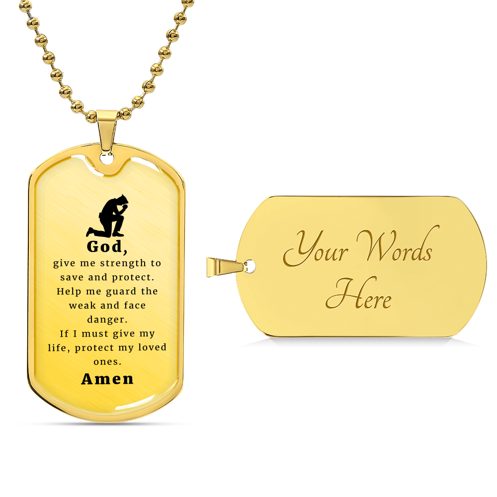 Police Officer's Prayer Necklace Stainless Steel or 18k Gold Dog Tag 24" Chain-Express Your Love Gifts