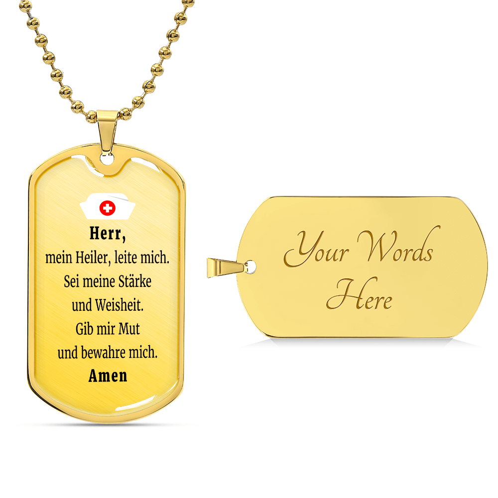 Krankenschwester Krankenpfleger Nurse Prayer Necklace Stainless Steel or 18k Gold Dog Tag 24" Chain-Express Your Love Gifts