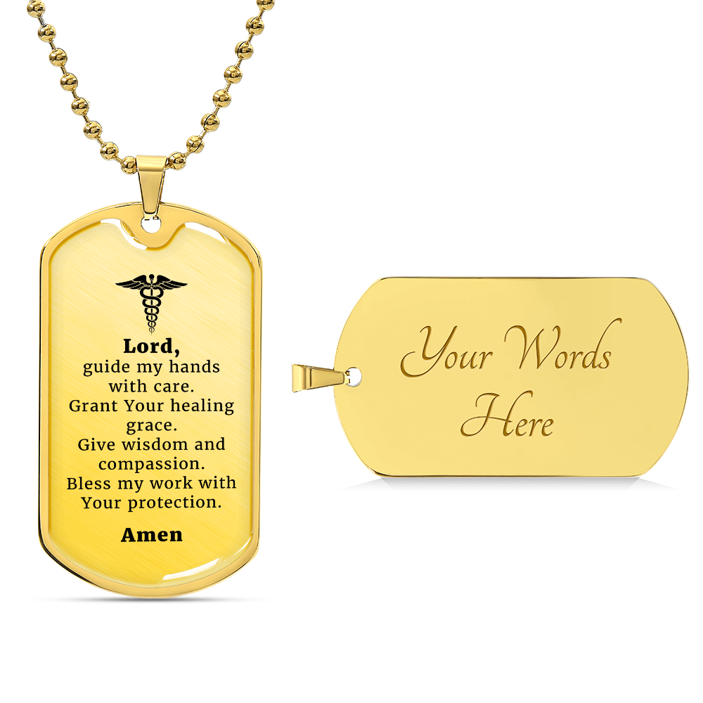 Doctor's Prayer Necklace Stainless Steel or 18k Gold Dog Tag 24" Chain-Express Your Love Gifts