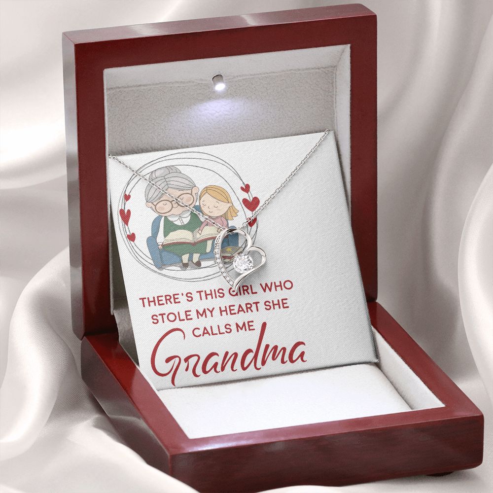 Girl Stole My Haert Calls Me Grandma Forever Necklace w Message Card-Express Your Love Gifts