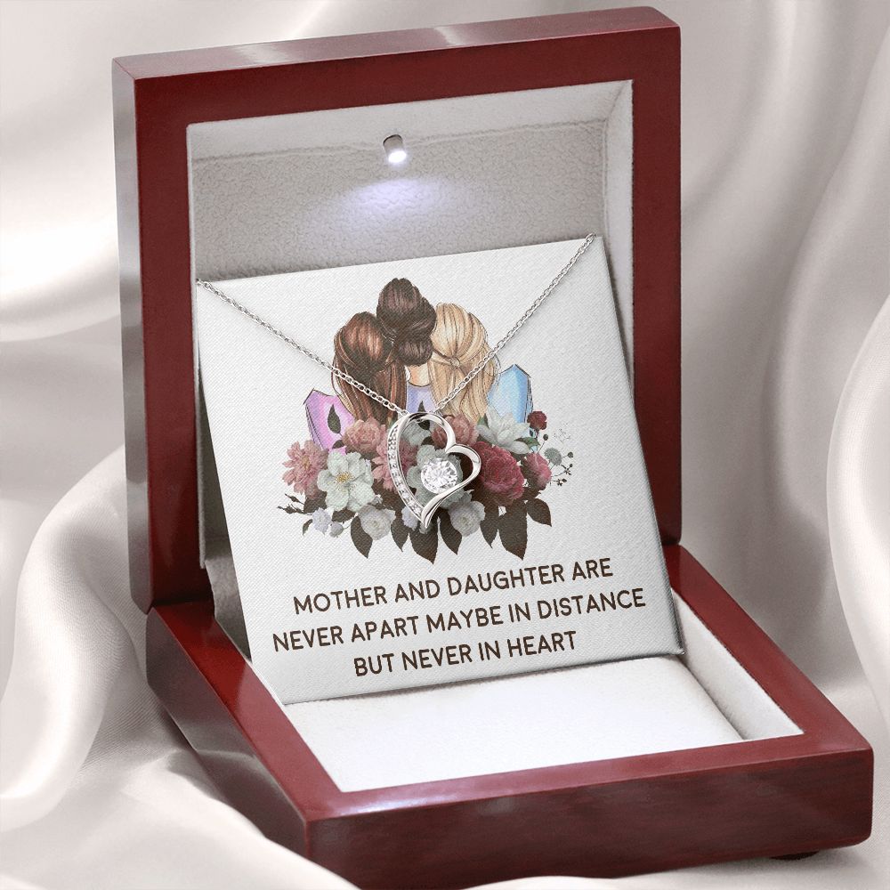 Mother and Daughter Never Apart Forever Necklace w Message Card-Express Your Love Gifts