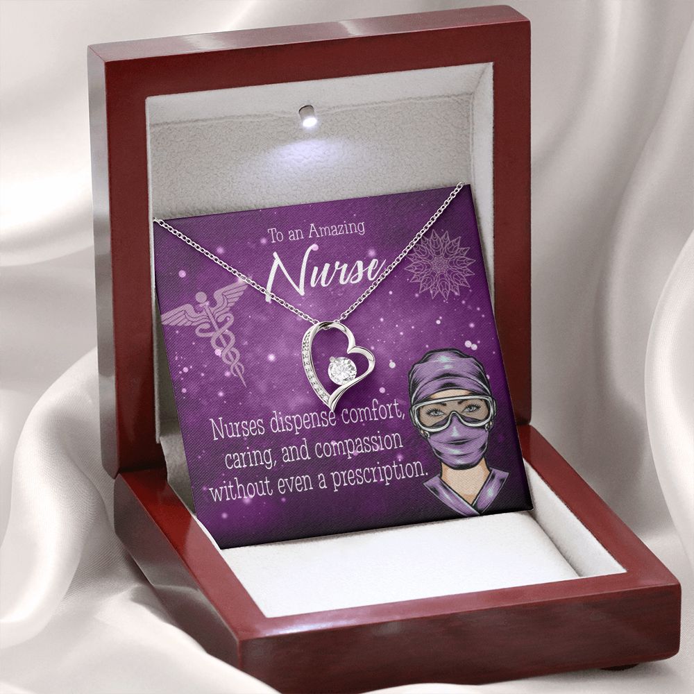 Nurse RN Caduceus Forever Necklace w Message Card-Express Your Love Gifts