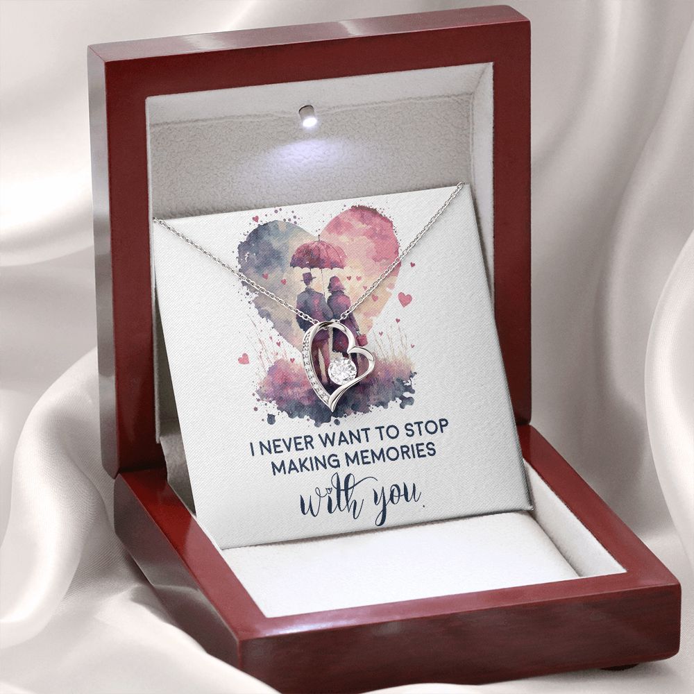 Never Stop Making Memories Forever Necklace w Message Card-Express Your Love Gifts