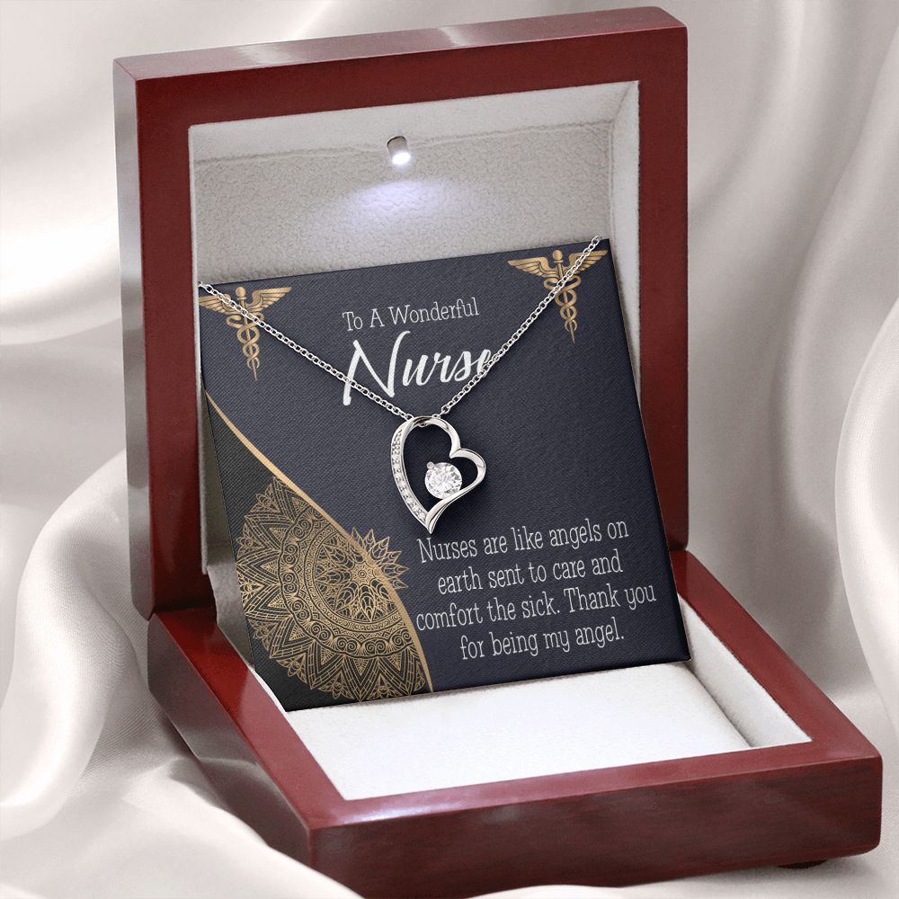 Nurses are Like Angels Forever Necklace w Message Card-Express Your Love Gifts