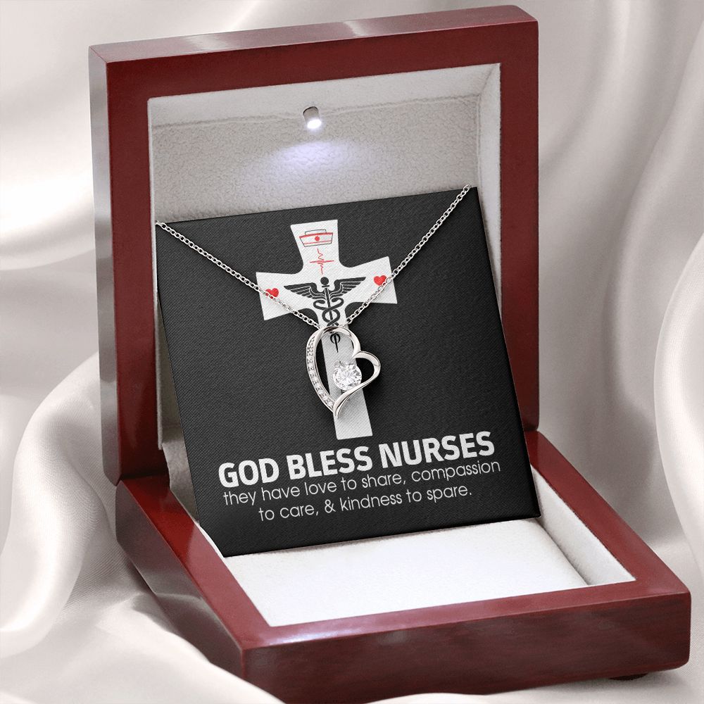 God Bless Nurses Forever Necklace w Message Card-Express Your Love Gifts