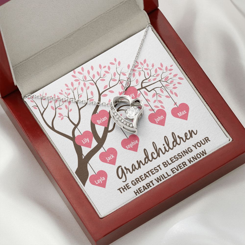 Grandchildren the Greatest Blessing Forever Necklace w Message Card-Express Your Love Gifts