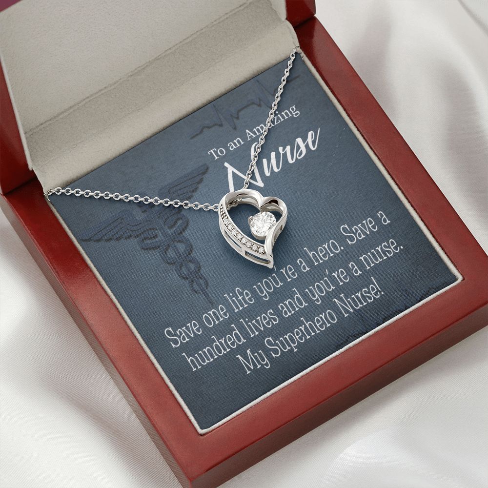 My Superhero Nurse! Forever Necklace w Message Card-Express Your Love Gifts