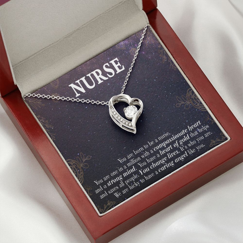 Caring Angel Nurse Forever Necklace w Message Card-Express Your Love Gifts