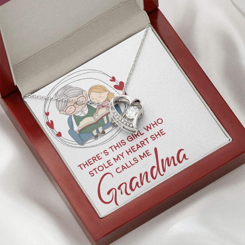 Girl Stole My Haert Calls Me Grandma Forever Necklace w Message Card-Express Your Love Gifts