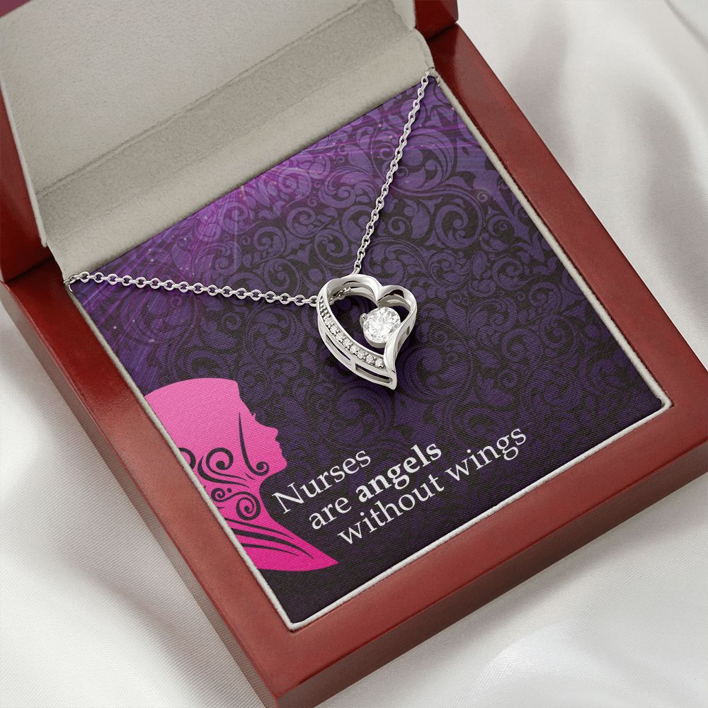 Nurses are Angels Forever Necklace w Message Card-Express Your Love Gifts