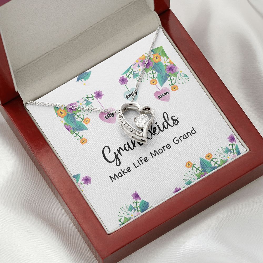Grandkids Make Life More Grand Forever Necklace w Message Card-Express Your Love Gifts